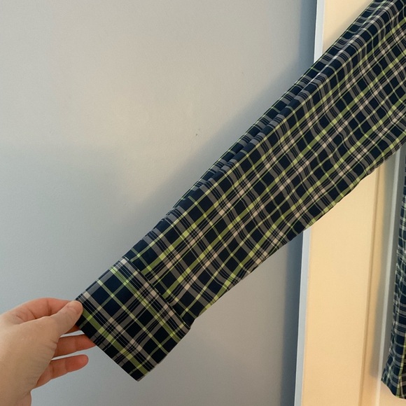 Peter Millar Summer Comfort Men’s Button Up Shirt Blue Plaid Long Sleeve Size L - Picture 2 of 8